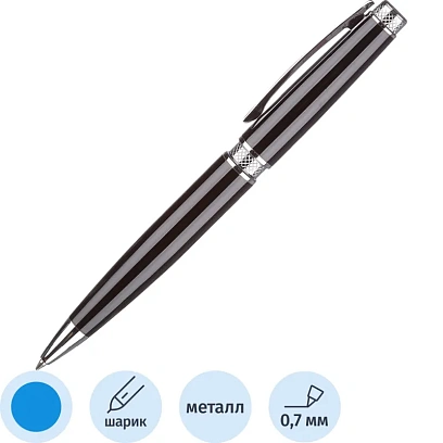 Ручка шариковая  Attache SelectionDesire,черн.корп.,пов.мех.,синий,футляр
