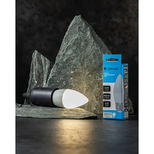 Лампа светодиодная Topfort E27 10W 4000K свеча