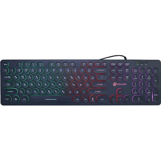 Клавиатура Oklick 420MRL черный USB slim Multimedia LED (1091226)