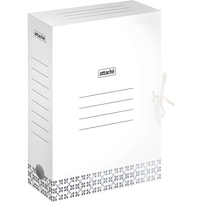 Короб архивный Attache 75мм на завязках серый с узорами