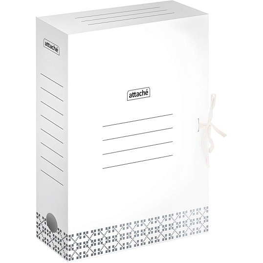 Короб архивный Attache 75мм на завязках серый с узорами