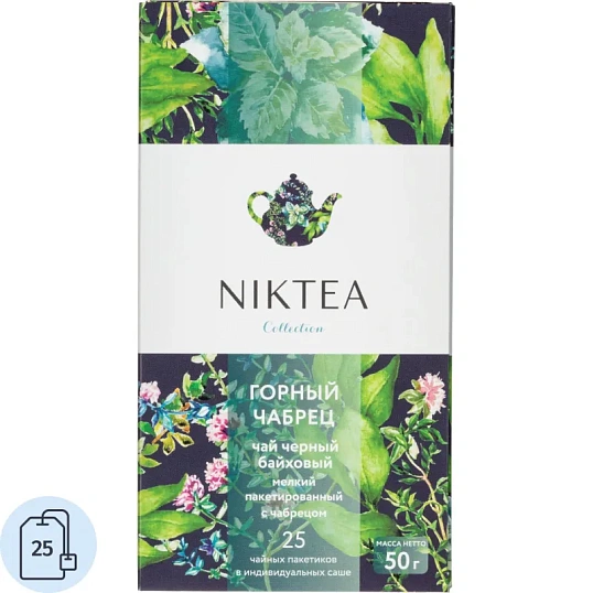Чай Niktea черный Горный Чабрец, 25пак/1уп