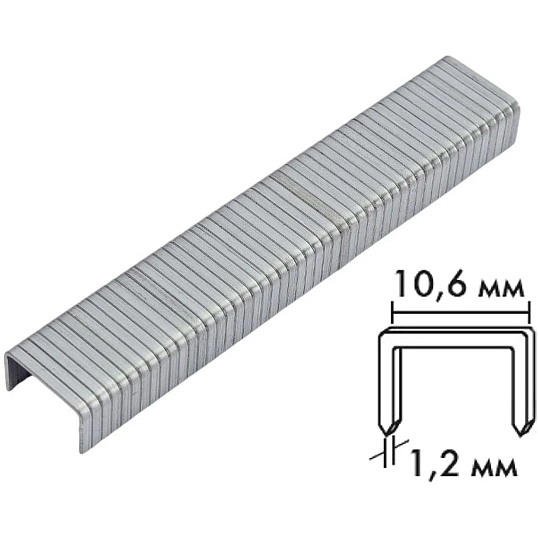 Скобы для степлера БИБЕР 85821 прямоугольные, тип 140, 6 мм (1000 шт.)