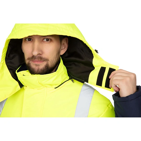 Куртка зимняя мужская зс04-КУ 44-46/170-176 флуоресц.жёлтый/син