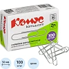Скрепки КОМУС оцинкованные, 50 мм, негофрированные, 100 шт/уп
