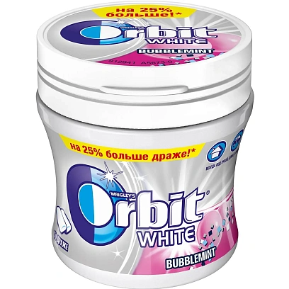 Жевательная резинка Orbit Bubblemit белоснежный, 68г