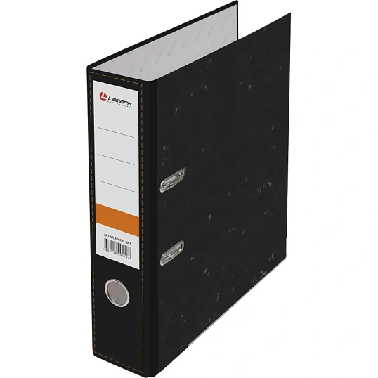 Папка-регистратор А4 75мм мрамор, черный, с/метал. уголом AF0700-BK1