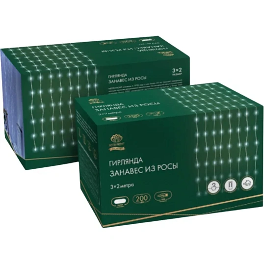 Электрогирлянда ДОЖДЬ ИЗ РОСЫ 3х2м,200LED,бел,IP20,USB+пульт управл,315-875