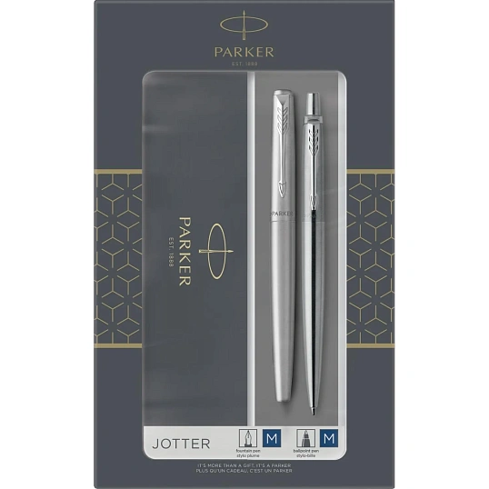 Набор Parker Jotter Stainless Steel CT, ручки шар.+пер-я,1мм,синий, 2093258