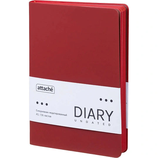 Ежедневник недатированный ATTACHE Soft touch А5, 140х200мм, 136л, красный