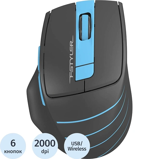 Мышь компьютерная A4Tech Fstyler (FG30S BLUE) сер/син/2000dpi/беспров/6кн