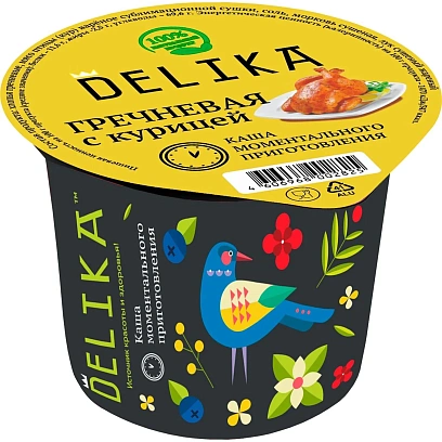 Каша Delika гречневая с курицей, 43г