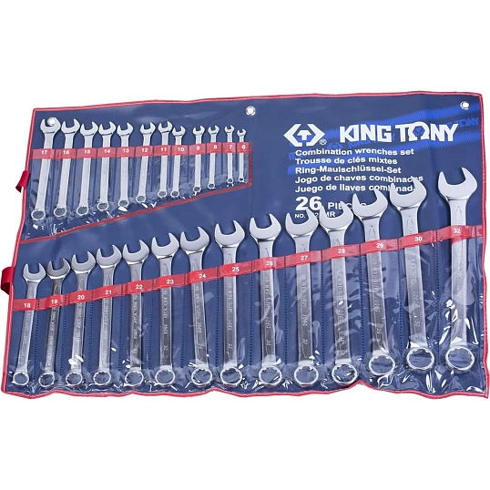 Набор ключей комбинированных, 6-32 мм, 26 предметов KING TONY 1226MR