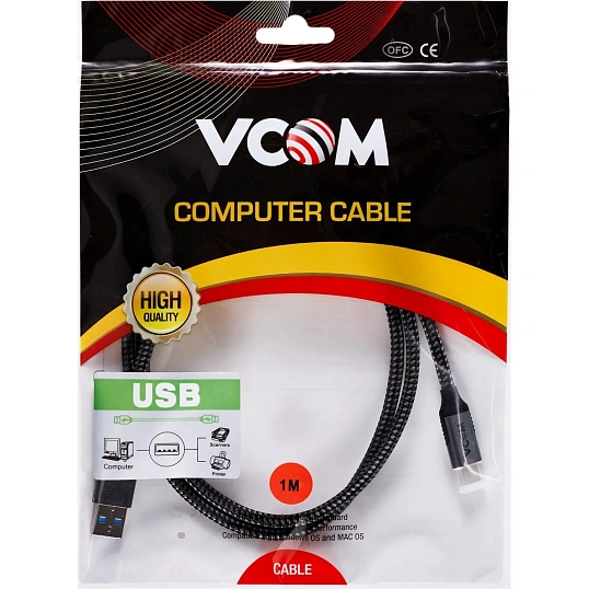 Кабель USB3.2 Gen2, AM->CM, 10Gbs, All Shell 1м VCOM <CU401M-1M