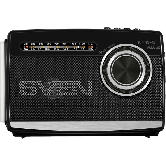 Радиоприемник Sven SRP-155, чёрный, BT/FM/AM/SW/USB/microSD, фонарь, аккум