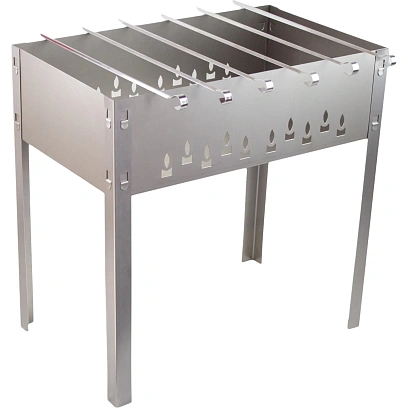 Мангал Grillkoff Стандарт 50x30x50 см, сталь 0,6 мм, 6 угл.шамп 40 см, 8