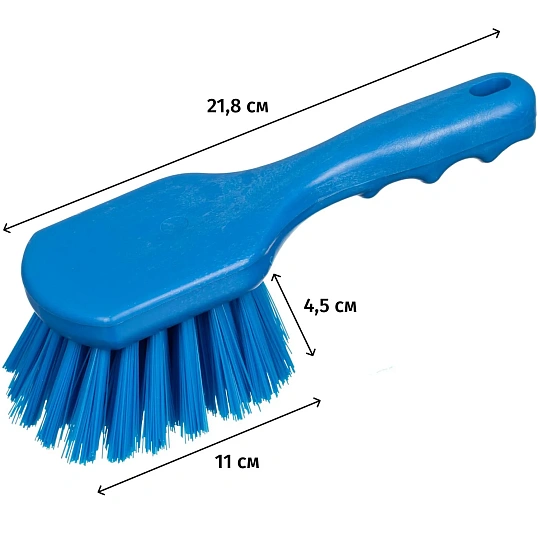 Щетка HACCPER с короткой ручкой для мытья и оттирки, жесткая, синяя 864001B