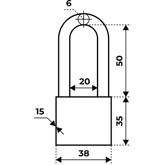 Замок навесной УЗК_Аллюр ВС1Ч-038Д (38хd=6х50) чугун(16834)хром(дл.дуж/4кл)