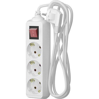 Удлинитель сетевой ФОТОН 16-33ЕS, 3м, 3 р, 16А, с выкл., с заземл., Белый