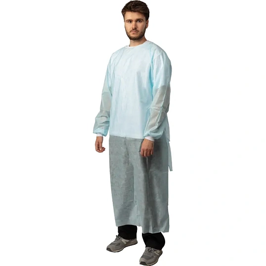 Халат хирург. стер, ЕВРО, рук.манж, дл.140 см, р.50-52, пл.25, смс, 1шт