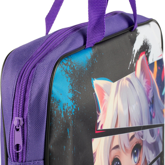 Папка школьника А4 с ручками ШИРОКАЯ,ПШ-11,ДЕВУШКА С УШКАМИ 2025