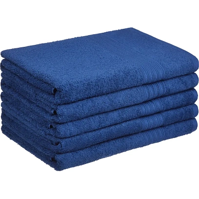 Набор полотенец махровых Luscan/бордюр 400г/м2, 70х140 тем-син, 5 шт/уп
