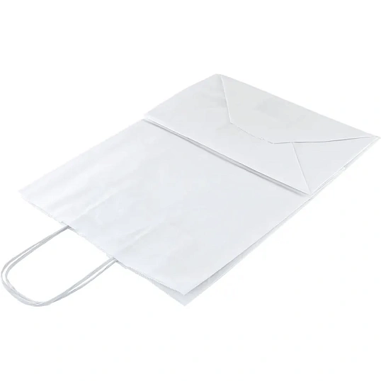 Пакет бумажный 260х150х350 мм, 80 гр/м2,с круч. ручками, белый, 200 шт/уп