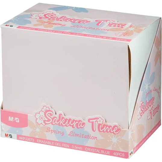 Ручка гелевая автоматическая стир.чер. M&G Sakura,0,5мм,син, в асс,манж