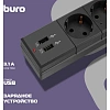 Сетевой фильтр Buro BU-SP1.8_USB_2A-B 1.8м (6 розеток) черный