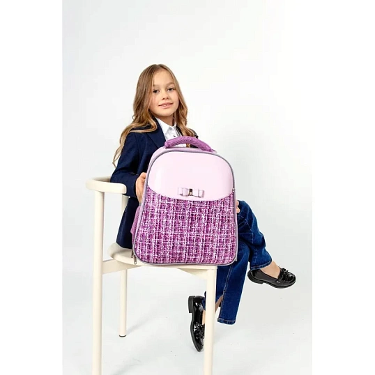 Ранец Комус Класс Basic Fashion твид розовый, 2 отд., эргоном. спинка