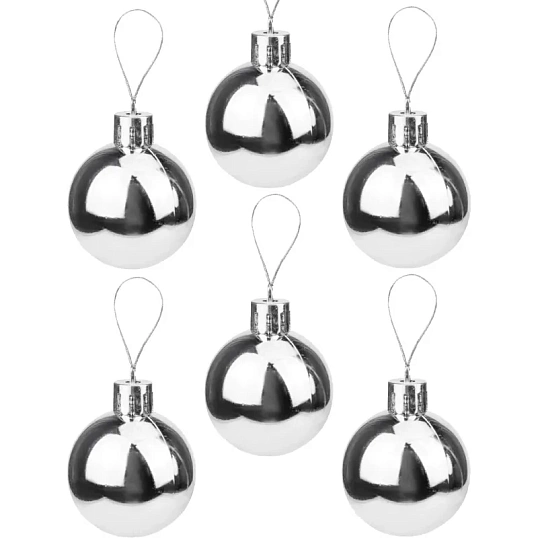 Набор шаров елочных 12 шт Чудеса, 4 см, серебряный с узором НУ-5623