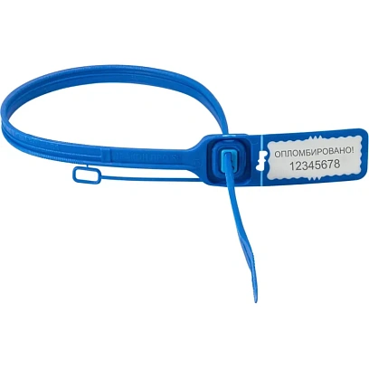 Пломба мешковая номерная Дракон-Про,однораз.,340 мм,синие,100 шт/уп