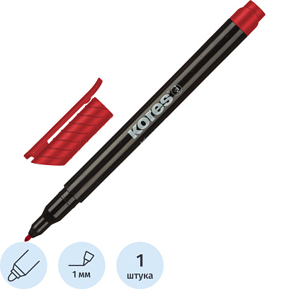 Маркер перманентный KORES красный 1 мм