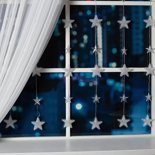 Гирлянда светодиодная Бахр 2.4x0.9м Звездочки,IP20,186LED,син,8реж 4356975