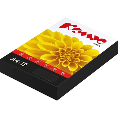 Бумага цветная Комус Color (черный интенсив), 80г, А4, 500 л.