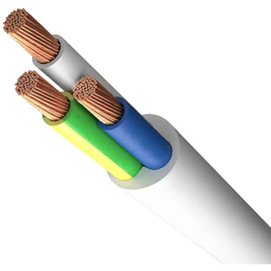 Провод ПВС 3х1,0 белый, бухта 100м