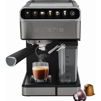Кофеварка эспрессо Polaris PCM 1540 WIFI IQ Home, Нержавеющая сталь