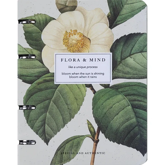 Тетрадь общая, BS, А5, 120л., клетка, кольца, Flora, камелия N4758