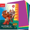 Картон цветной Комус Три богатыря 10л 10цв А4 мелован.папка