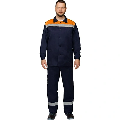 Костюм лет муж (куртка, бр) л16 с СОП син/оранж 128-132/182-188