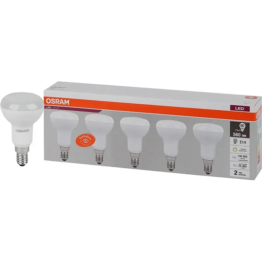 Лампа светодиодная OSRAM LVR60 7SW/830 230V E14 (5 шт/уп) 583931