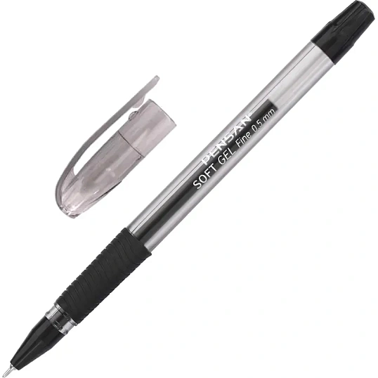Ручка гелевая неавтомат. PENSAN SOFT GEL FINE 0,5чер,манж2400/12-2420