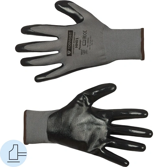 Перчатки защитные TOPFORT НН01 нейлон с нитриловым покрытием р.8