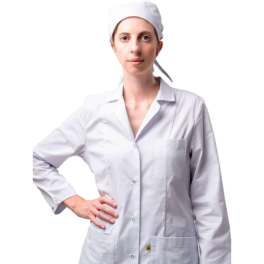 Халат антистатич. женский  М-102 белый, тип D, Москвичка, 128-132/170-176