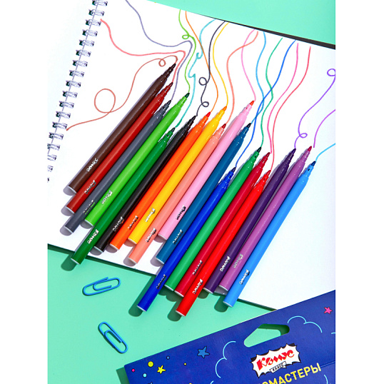 Фломастеры Комус Класс Максики 18 цв. наб.,вентилир.,смыв., карт. упак