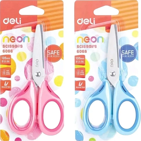 Ножницы детские Deli E6068 Neon 135мм сталь ассорти