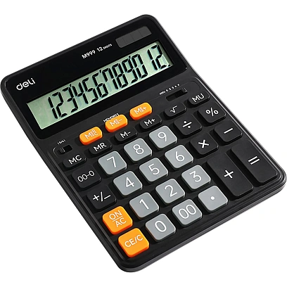 Калькулятор настольный полноразм. Deli EM999, 12-ти разрядный, черный