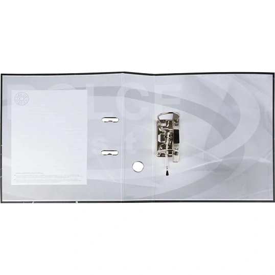 Папка-регистратор А4, 75мм мрамор, черный, б/метал. уголка