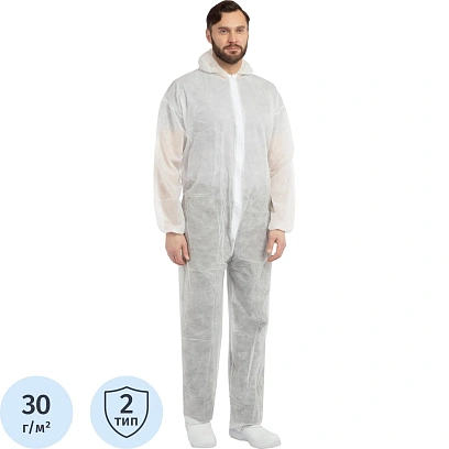 Комбинезон одноразовый Каспер Комус белый 30 г/кв.м (р.5XL), 10шт/уп