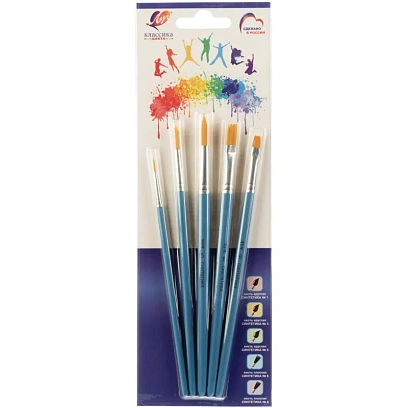 Набор кистей Классика цв.5штСИНТЕТИКА(круглые№1,3,5;плоские№6,8)33С 2182-08